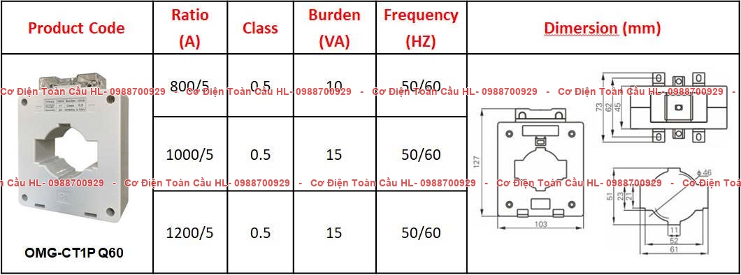 Biến Dòng Nhựa MCT 1000/5A góc nhìn khác