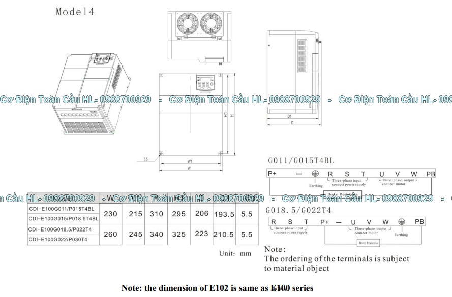 Biến tần CDI-E102G015/P018.5T4BL 3 phase 380V (15/18.5KW) góc nhìn khác
