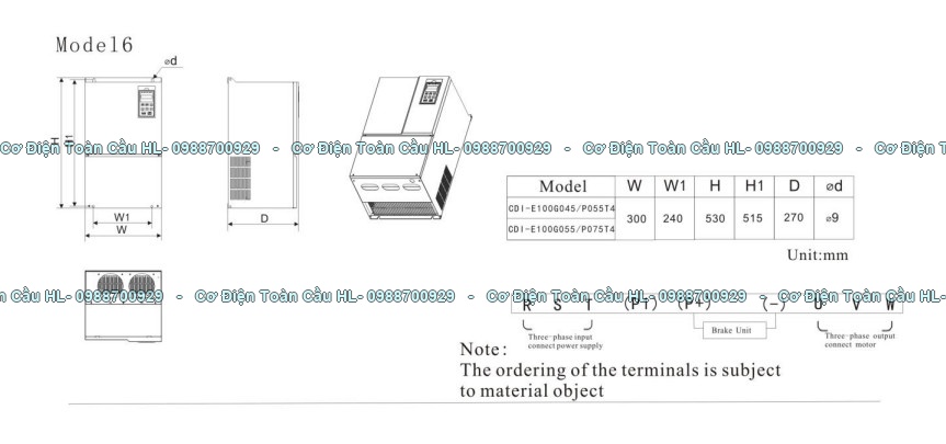 Biến tần CDI-E102G045/P055T4 3 phase 380V (45/55KW) góc nhìn khác