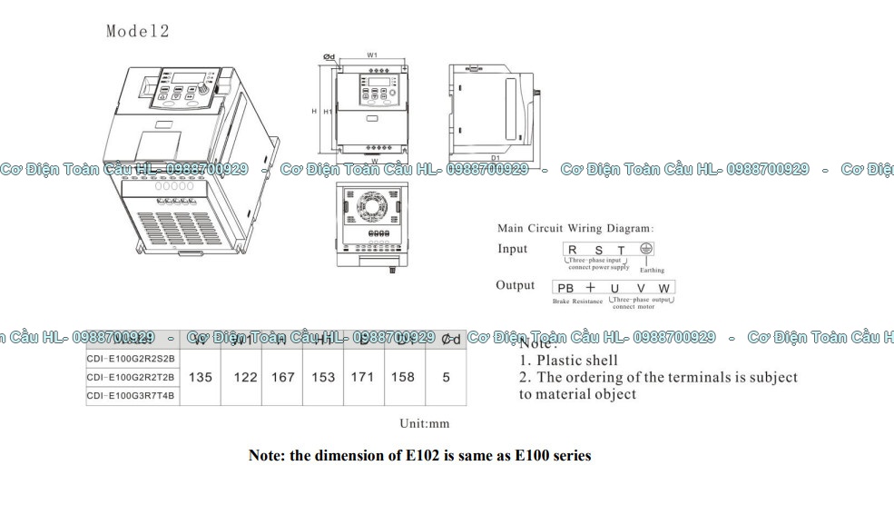 Biến tần DELIXI CDI-E102G3R7T4B 3 phase 380V (3.7KW) góc nhìn khác