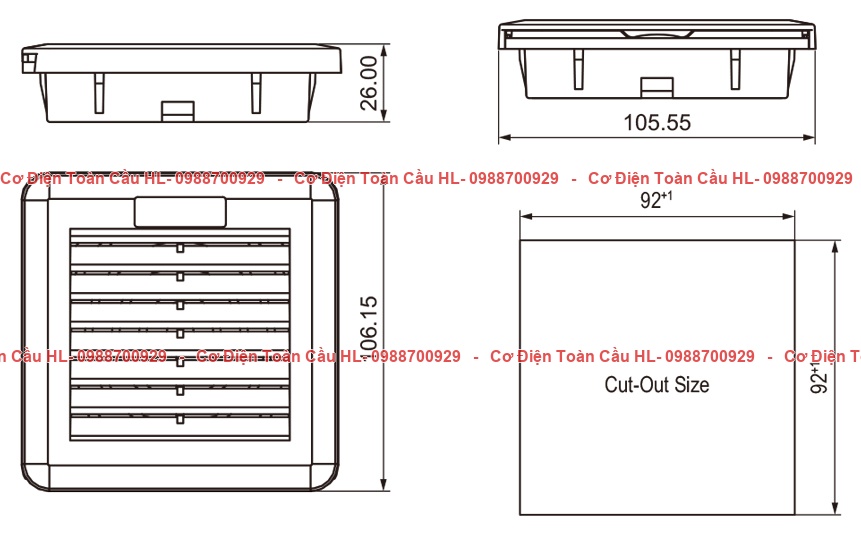 Natural QUẠT GIÓ KÈM LỌC BỤI NTL-SFF106 (92x92mm) góc nhìn khác