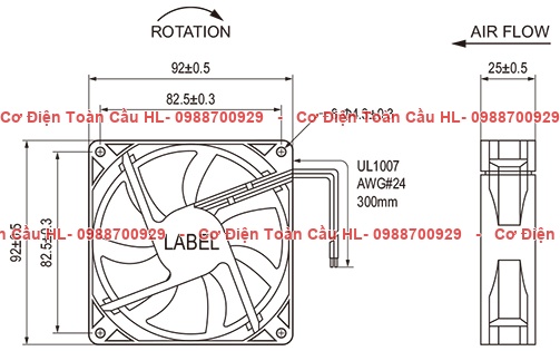 Natural QUẠT HÚT DC9225 24VDC – 92×92×25 mm góc nhìn khác