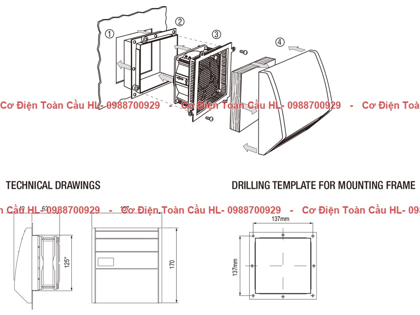 Natural QUẠT HÚT KÈM LỌC BUI CHỐNG MƯA NTL-FF125-W – Lọc gió hiệu quả cho tủ điện ngoài góc nhìn khác