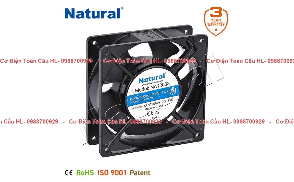 Natural QUẠT HÚT TỦ ĐIỆN NA12038 – 120×120×38mm chính hãng Natural giá tốt nhất
