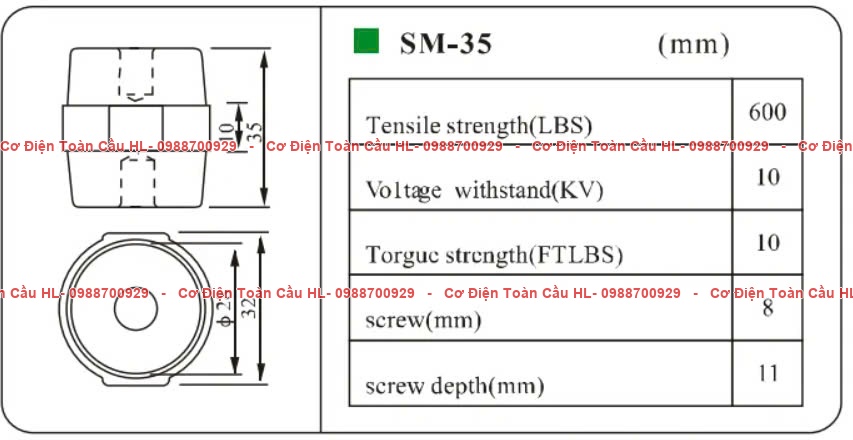 SM-35 Gối Đỡ Busbar góc nhìn khác