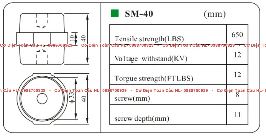 SM-40 Gối Đỡ Busbar góc nhìn khác